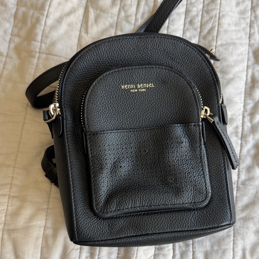 Henri Bendel Black Leather Backpack